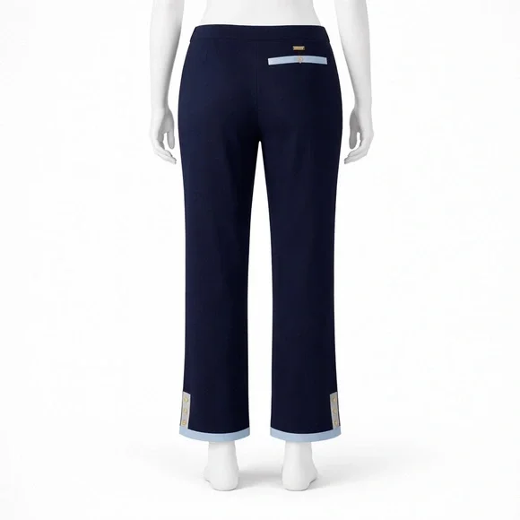 St. John Sport Navy Cotton Jacket & Pants Set Gold Buttons Trim Size M / 10 USA - Picture 5 of 12